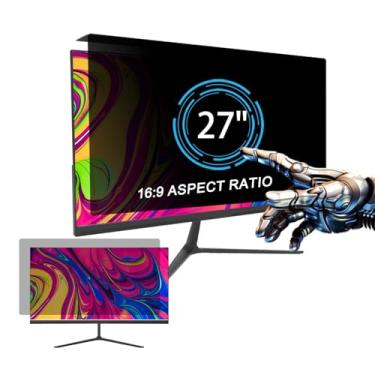 Imagem de LYLSMGS Filtro de tela de privacidade de computador de 27 polegadas para monitor panorâmico 16:9, filtro indicador de luz azul, protetor antirreflexo, painel de monitor suspenso removível (24,09 x