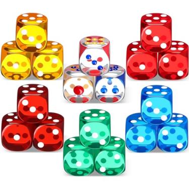 Imagem de Seenelling 18 Pcs Casino Theme Party Dice Large Opaque Jumbo Acrylic D6 Dice for Casino, Craps, Table Games and Board Games(25 mm,Clear Color)