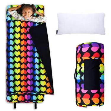 Imagem de Wildkin Original Nap Mat with Pillow for Toddler Boys and Girls, Measures 50 x 20 x 1.5 Inches, Ideal for Daycare and Preschool, Mom's Choice Award Winner, BPA-Free (Rainbow Hearts)