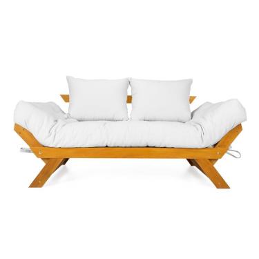 Imagem de Sofá Japão Futon Acquablock Madeira Nobre Natural - Branco Off