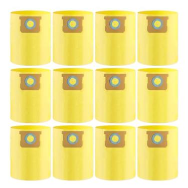 Imagem de Pacote com 12 sacos de 10 a 14 galões de substituição para Shopvac, Tipo I 90672 9067200, Tipo F 90662 9066200 9066233, VF2005. Sacos descartáveis para coleta a vácuo seco e úmido, amarelo