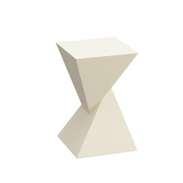 Imagem de Mesa de chá moderna geométrica quadrada mesa de sofá minimalista de luxo, pequena mesa de centro para sala de estar, quarto, mesa de cabeceira (branca)