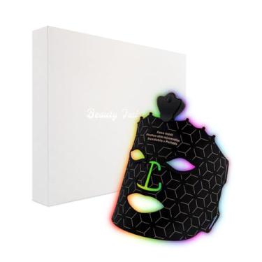 Imagem de Máscara terapêutica de luz vermelha de 7 cores, terapia de luz de LED, terapia de luz vermelha para rosto, máscara facial de silicone para cuidados com a pele em casa com almofada de proteção ocular