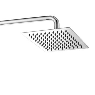 Imagem de Ducha Chuveiro Cromado Inox 20x20 Slim Suporte Redondo Banheiro Banho 