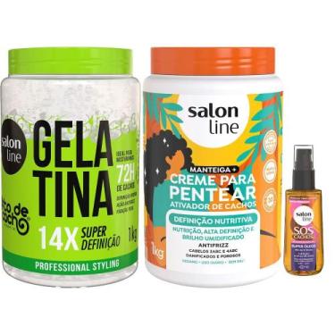 Imagem de Kit Salon Line Gelatina 1kg + Creme De Pentear Definição Nutritiva 1Kg