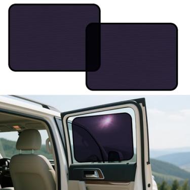 Imagem de KOCZIL Persianas quadradas de janela de carro de bebê para janelas traseiras – Pacote com 2 protetores solares para janela lateral traseira que permanecem no lugar, bloqueador de brilho e UV capas de
