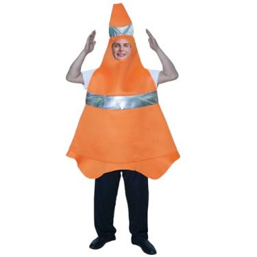 Imagem de DSplay Fantasia de cone de trânsito para adultos, cosplay, fantasias divertidas de Halloween, Laranja, one size fit adult