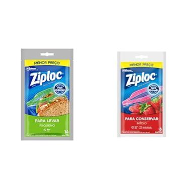Imagem de Ziploc Saco Hermético para Levar, Organizador, Tamanho Pequeno, 14 Unidades com Saco Hermético Médio, 8 Unidades