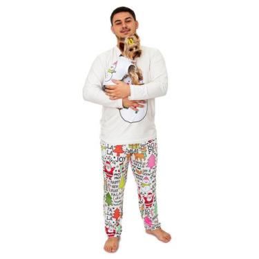 Imagem de Tal Pai Tal Pet Pijama Masculino Longo e Roupa Pet Natal Boneco de Nev