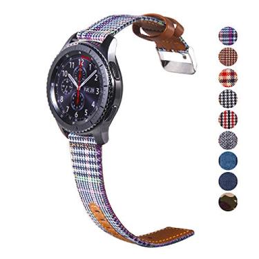 Imagem de DELELE para Samsung Gear S3 / Galaxy Watch pulseira de 46 mm, tecido colorido de 22 mm, pulseira de substituição de couro de nylon para Samsung Gear S3 Frontier/Classic/Galaxy Watch 46 mm masculino (colorido)
