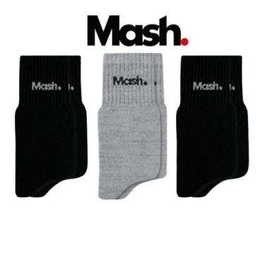 Imagem de Kit 9 Pares Meias Mash Unissex Adulto Cano Médio Algodão Cotton, Preto