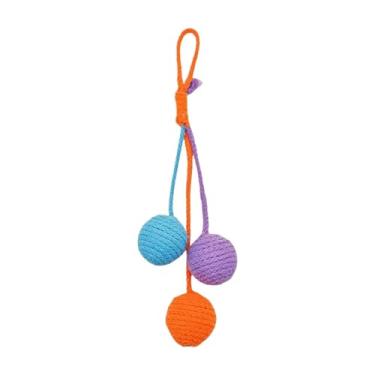 Imagem de IEUDNS Bola de sisal para gatos, brinquedo interativo para gatos, suprimentos para animais de estimação, proteção para móveis, exercício, arranhador, corda, Roxo Azul Laranja
