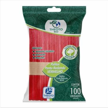 Imagem de Palito de Madeira P/SORVETE Ponta Redonda VERM. PCT.C/100 - Theoto
