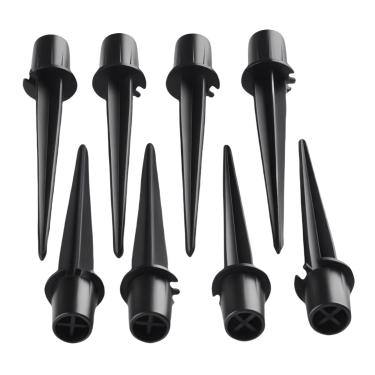 Imagem de Estacas de luz solar preta de 13 cm, 8 peças, estacas de luz de paisagem, estacas de metal de substituição para jardim, caminho, quintal, luzes de solo, lâmpadas de pátio, guarda-chuva, ao ar livre