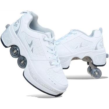 Imagem de Patins De Gelo Polia Sapatos Multifuncional Deformação Patinação Quad Patinação Esportes Ao Ar Livre, B, 40