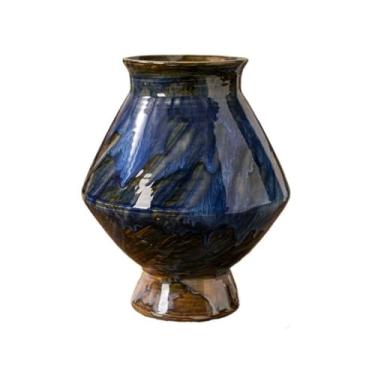 Imagem de Vasos de plantas Vaso de flores cerâmica chinesa retrô com superfície esmaltada exclusiva, decoração hall sala estar