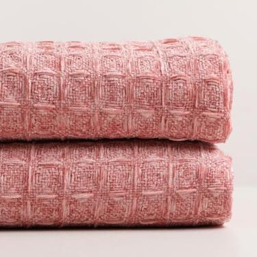 Imagem de ISAENNE Cobertor de cama king size rosa fino em tecido waffle, sólido respirável, macio, cobertor leve e amigo da pele para sofá, cama, acampamento, Natal, uso em todas as estações, 235 x 203 cm