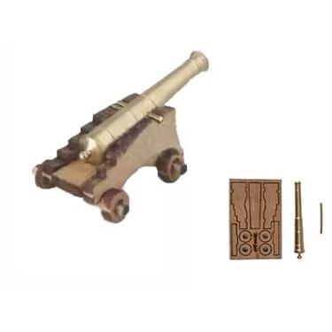 Imagem de GAWEGM Acessórios de modelo de navio – canhões de latão para barco CNC + porta-armas 1 pç/conjunto (canhão de 36 mm)