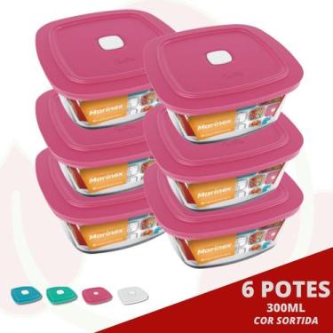 Imagem de 6 Pote de Vidro Quadrado c/ Tampa Sortida Marinex 300ML - NADIR FIGUER