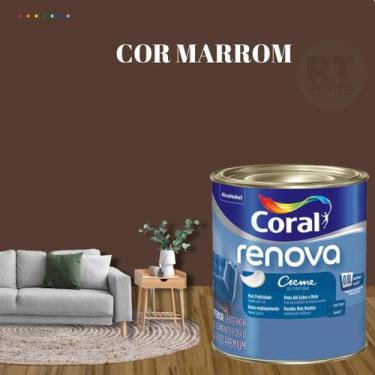 Imagem de Tinta Parede Marrom Acrílica Fosca Renova 800ml - Coral, MARROM