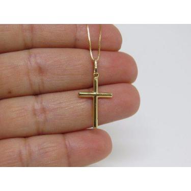 Imagem de Cordão Corrente Veneziana 70cm E Crucifixo Ouro 18k 750 - DR Joias