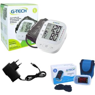Imagem de Kit Aparelho De Pressão Braço Eletrico 110/220v + Oximetro - G-Tech