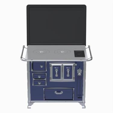 Imagem de Fogão a Lenha GII N 2 Gab Sec Azul com Tampa Cald Saida Direita