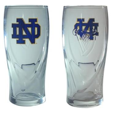 Imagem de Copos de cerveja Notre Dame Fighting Irish Guinness em relevo com design de harpa, conjunto de 2 (monograma)