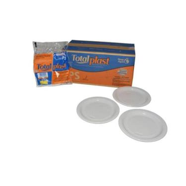 Imagem de Prato Descartável Branco 21Cm Raso - Totalplast C/500