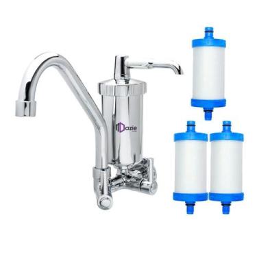 Imagem de Torneira Com Filtro Parede Abs C72 Bica Movel + 2 Refil - Dazie Metais