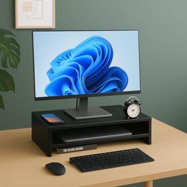 Imagem de Suporte de mesa para monitor notebook laptop PC tela nicho Organizador Setup Gamer 70cm (Preto)