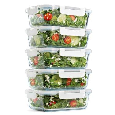Imagem de Conjunto Potes Retangular Hermético 640ml Microondas Vidro Resistente 