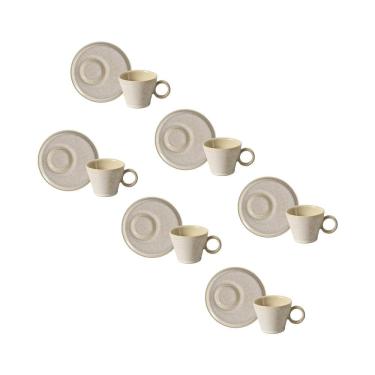 Imagem de Conjunto de Xícaras de Chá com Pires Porto Brasil Neo Latte 210ml - 6 Peças 