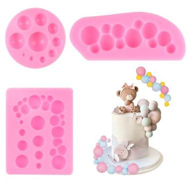 Imagem de Molde de fondant de pérola 3D, 3 peças, moldes de silicone com esfera semiesférica, cúpula redonda, bolha, bolha, molde hemisférico, para decoração de bolos, sobremesas, cupcake