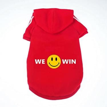 Imagem de Weowin Roupa para animais de estimação - Moletom com capuz para cachorro fofo, agasalho, casaco para clima frio, 2 pernas, vermelho para cães pequenos, médios e grandes, meninos ou meninas (5GG)