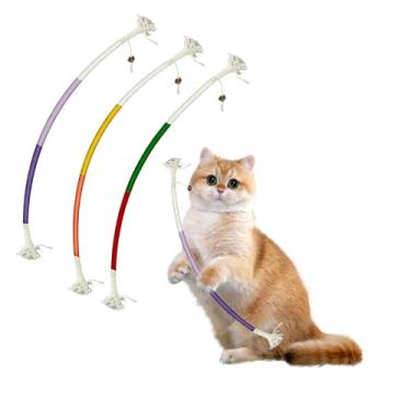 Imagem de Pacote com 3 bastões Silvervine para gatos, corda de mordida de brinquedo de gato, bastão de mastigar para gatos em ambientes internos, limpeza de dentes, brinquedos de erva de gato, brinquedos para