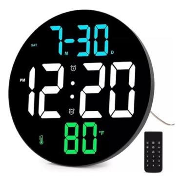 Imagem de Relógio Digital LED de Parede e Mesa – Com Controle Remoto, Calendário, Alarme, Termômetro e Ajuste de Brilho – USB 5V
