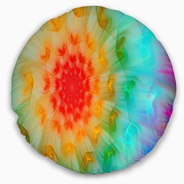 Imagem de Designart Red Fractal Pétalas de dente-de-leão floral sala de estar, sofá, enchimento de almofada + capa de almofada impressa em ambos os lados 40,64 cm