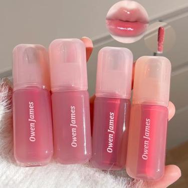 Imagem de Dulele 4 peças de glacê labial hidratante com brilho labial, brilho labial brilhante à prova d'água, antiaderente, protetor labial, batom líquido com acabamento espelhado, para mulheres e meninas