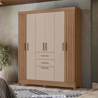 Imagem de Guarda-Roupa Casal 7 Portas Bater 2 Gavetas Malta Moval Roupeiro