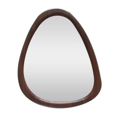 Imagem de Espelho Formato Orgânico - Moldura Estilo Cor Madeira Escura - Larador