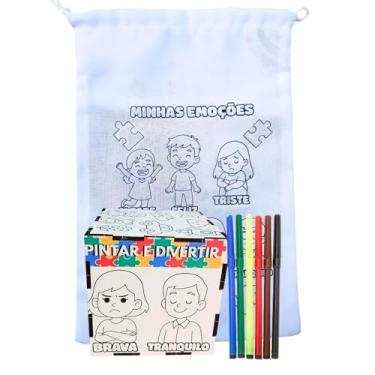Imagem de Super Cubo Infantil Para Colorir com Kit Canetinhas Colorindo Emoções