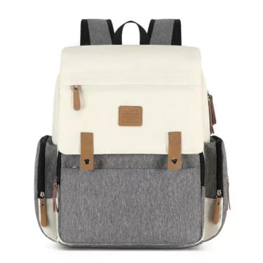 Imagem de Bolsa Maternity Land Modelo Luxury Cinza Com Bege