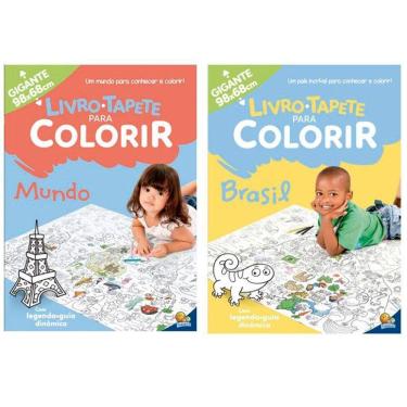 Imagem de 2 Livros Para Colorir Infantil Tapete Gigante 98x68cm