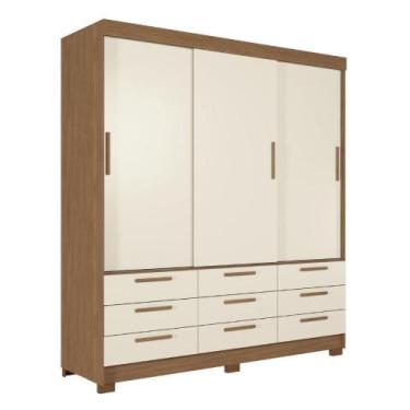 Imagem de Guarda Roupas Casal 3 Portas 9 Gavetas Uraí Andirá Madeirado / Areia -