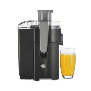 Imagem de Hamilton Beach Máquina de suco HealthSmart, extrator centrífugo compacto, calha de alimentação de 6 cm para frutas e legumes, fácil de limpar, livre de BPA, 400W, preto e cinza (67502)