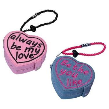 Imagem de Vaveren 2x Caixa de joias em forma de coração com vários compartimentos, organizador pequeno de joias para pulseiras e pingentes