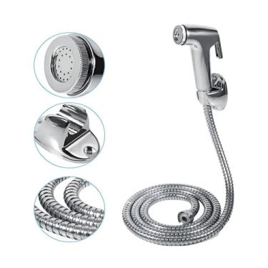 Imagem de Ducha Higiênica Domma Luxo Metal Aço Inoxidável + Abs Completa ¼ Volta Acabamento Cromada