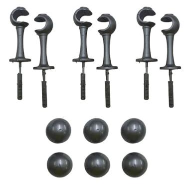 Imagem de Kit 6 Suporte Para Cortina Varão Simples Com Ponteira 19mm (Titânio)