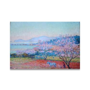 Imagem de As flores de amêndoa Théo van Rysselberghe: Impressão em tela neoimpressionista belga chave 70 x 105 cm sem moldura